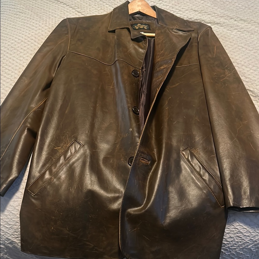 Vintage Brown Leather Coat - Florence, Italy